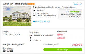 Screenshot Nordsee Reisedeal Küstenperle Strandhotel