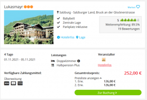 Screenshot Österreich Reisedeal Hotel Lukasmayr