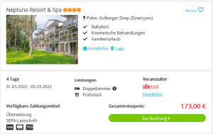 Screenshot Ostsee Reisedeal Hotel Neptuno Resort & Spa