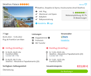 Screenshot Skiathos Reisedeal Hotel Skiathos Palace