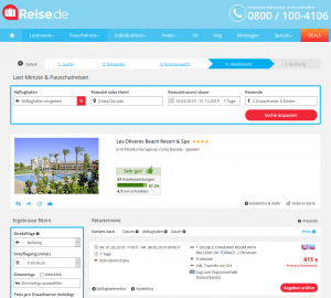 Screenshot Spanien Deal Les Oliveres Beach Resort & Spa