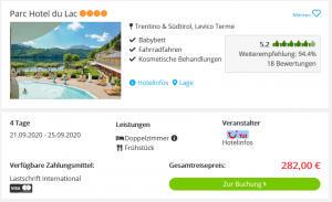 Screenshot Südtirol Deal Parc Hotel du Lac