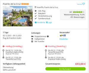 Screenshot Teneriffa Deal Hotel Puerto de la Cruz