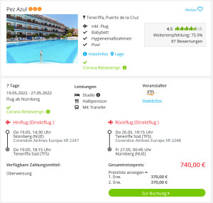 Screenshot Teneriffa Reisedeal Hotel Pez Azul