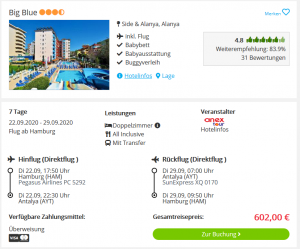 Screenshot Türkei Deal Hotel Big Blue