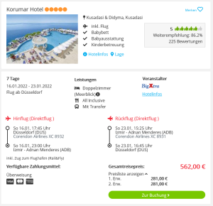 Screenshot Türkei Deal Korumar Hotel