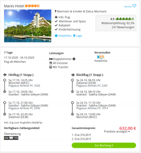 Screenshot Türkei Deal Mares Hotel