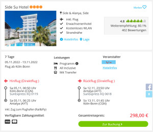 Screenshot Türkei Reisedeal Hotel Side Su