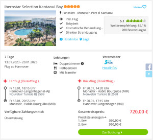 Screenshot Tunesien Reisedeal Hotel Iberostar Selection Kantaoui Bay