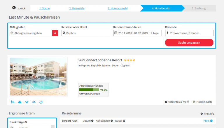 Screenshot Deal SunConnect Sofianna Resort Zypern