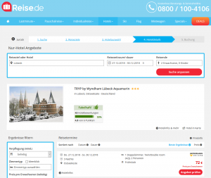 Screenshot Lübeck Hotel TRYP