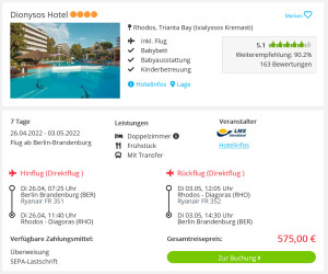 Screenshot Rhodos Reisedeal Hotel Dionysos
