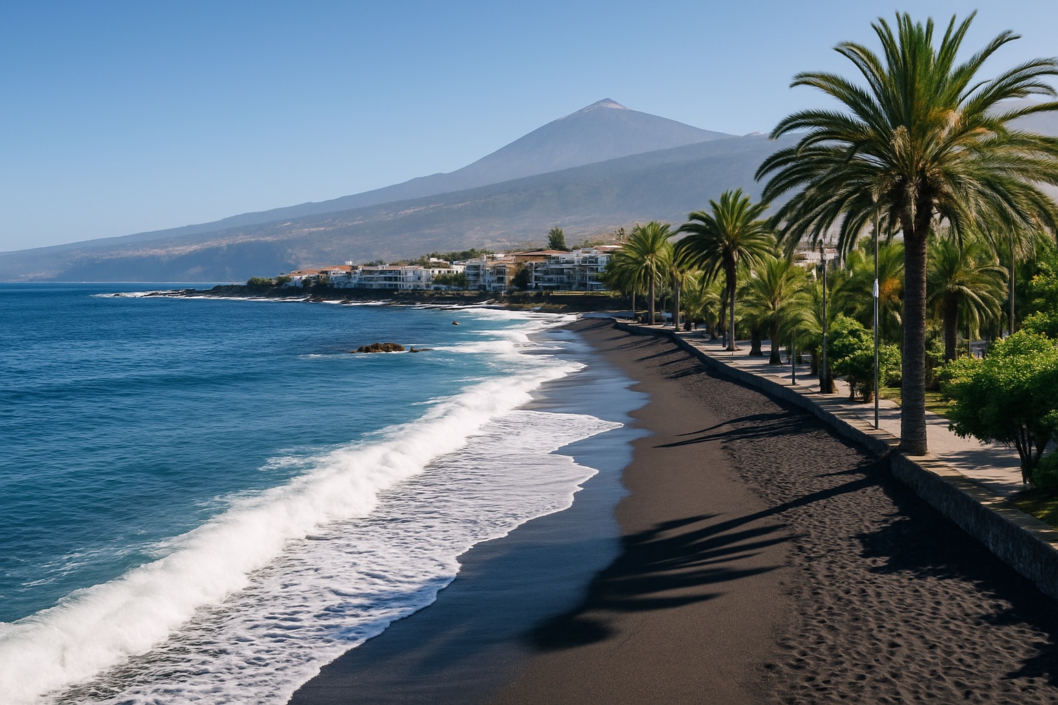 Puerto de la Cruz auf Teneriffa mit dem Teide