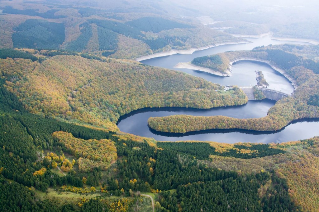 Der Urftstausee im Nationalpark Eifel.